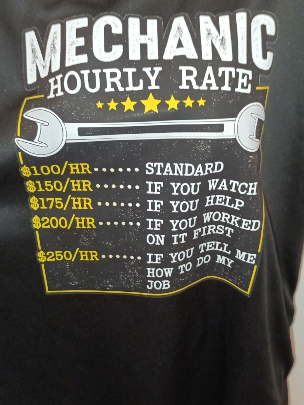 Mechanic Hourly Rate Graphic Tee - New 5XL